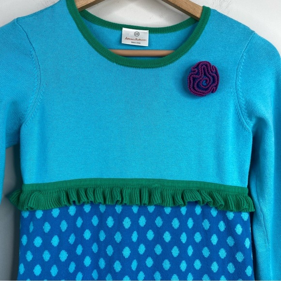 Hanna Andersson Sweater Dress Girls 10 Tiered Ruffled Preppy Girly Whimsy School - Picture 2 of 8